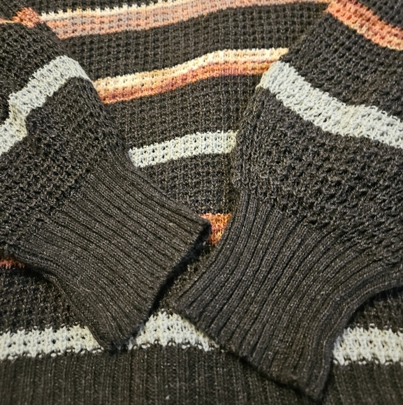 American Eagle striped 4 button henley cotton knit oversized sweater top medium - Picture 3 of 13